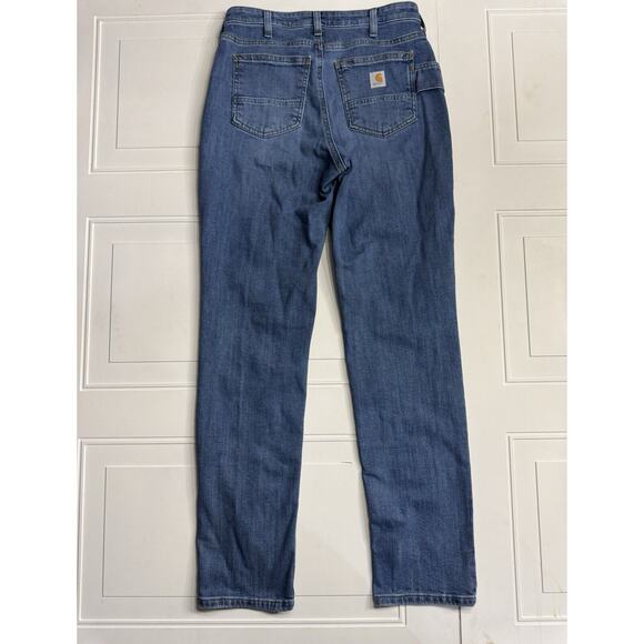 Carhartt Jeans Womens 6 Tall Blue Relaxed Fit Straight Leg Denim Workwear - Picture 6 of 6